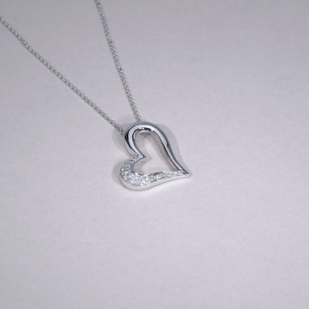 Open heart diamond pendant in 14K gold